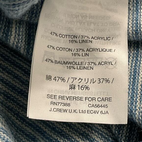 J. Crew Mens Linen Cotton Crewneck Sweater Heather Microstripe Blue White sz S - Picture 9 of 13